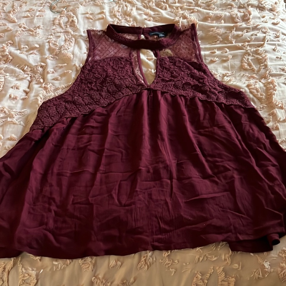Burgundy lace tank top